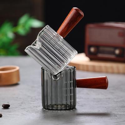 Taza Medidora de Escala con Asa de Madera Modulador de Café Vaso Medidor de Vidrio Taza de Leche Originalidad Accesorios para Espresso