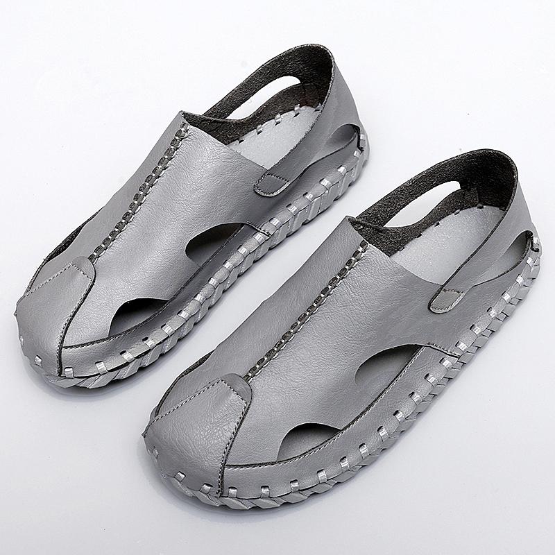 

Летние мужские кожаные сандалии Легкая уличная обувь Обувь ручной работы Сандалии Шлепанцы Дизайнерские мужские Вечеринка Вождение Пляжные сандалии 46 серый