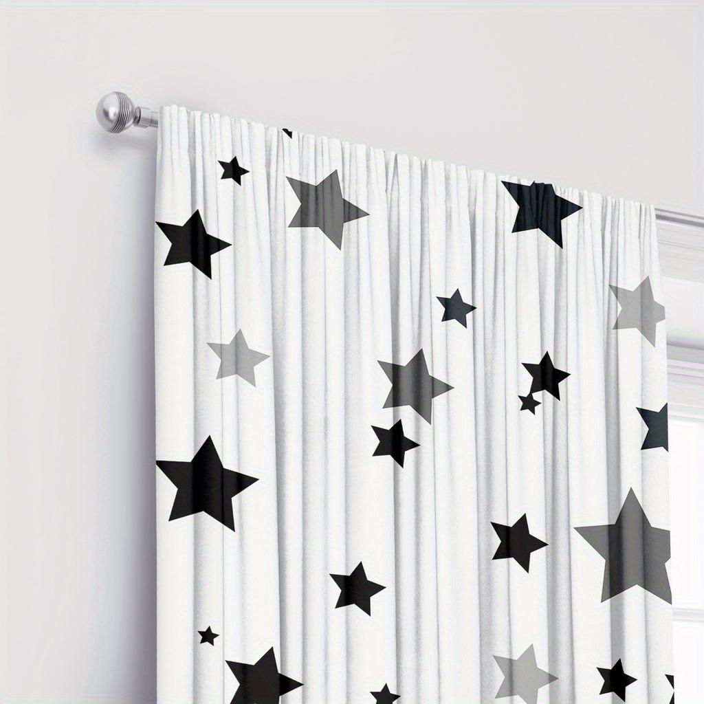 2-piece star print curtains   polyester fabric   machine washable   suitable for bedroom living room decoration