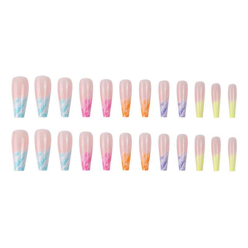 24Pcs Gradient Long Ballet Press On Nails With Glue Full Cover Acrylic False Nails Artificial Manicure Tips