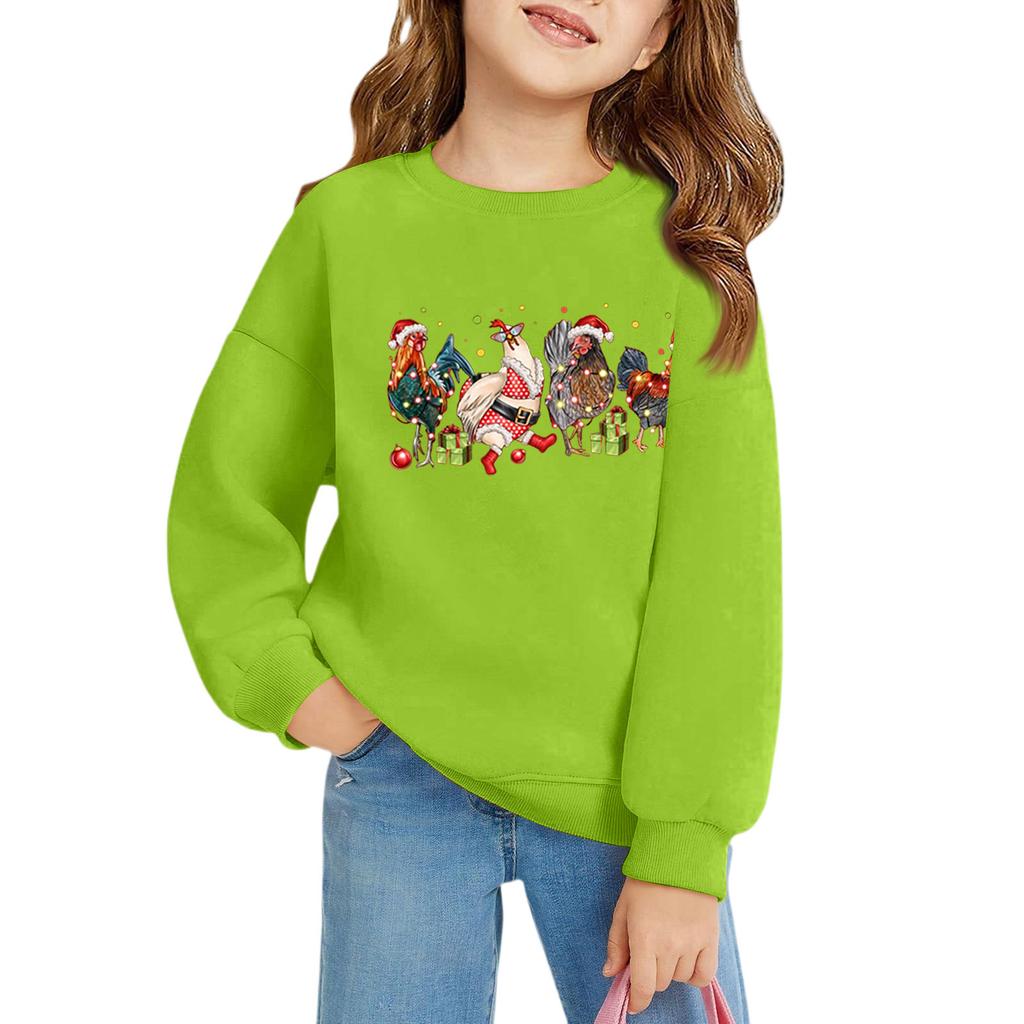 Christmas Day Girls Round Neck Pullovers For Kids Printed Baby Tops