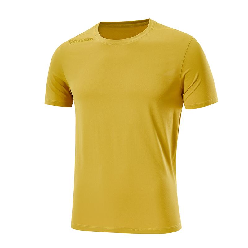 

Solid Color Short Sleeved T-shirt Breathable Quick Drying Outdoor Running Sports Men s Stretch Short Sleeved T-shirt XL жовтий