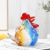 Glass Chicken Statue Table Decoration Artwork Home Decor Mini Animal Figurine Desktop Ornament for