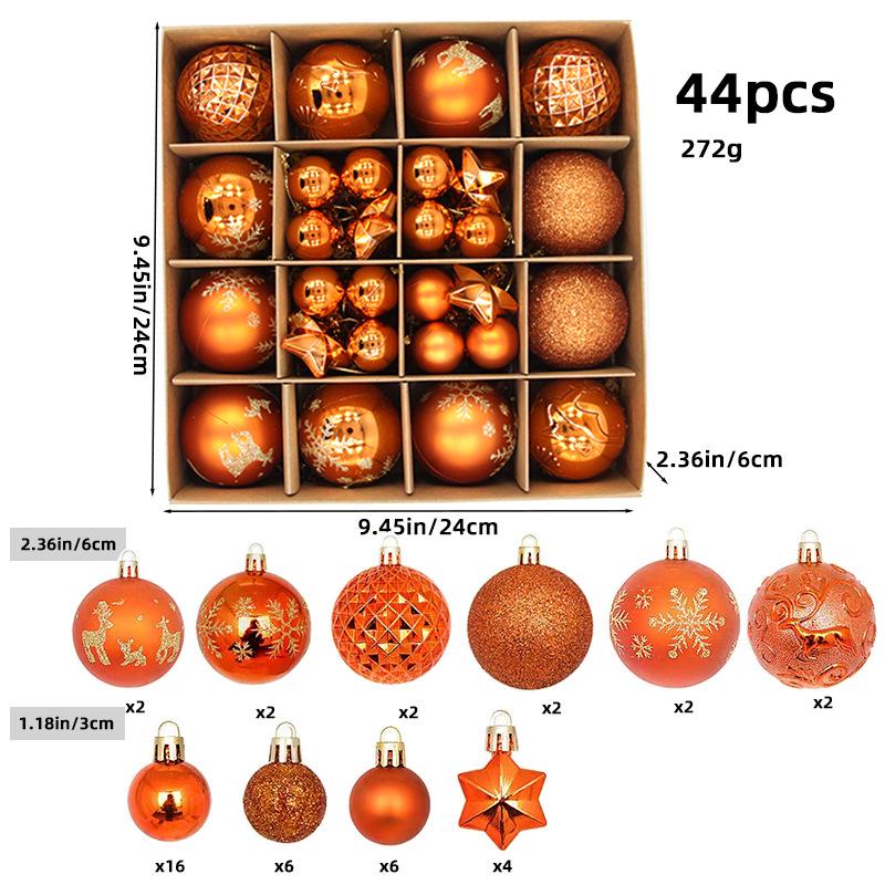 6CM Electroplated Irregular Painted Christmas Ball Ornaments Gift Box Set - Tree Hanging Decorations