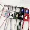 Applicable To Samsung ZFlip5 Folding Mobile Phone Case Leather Pattern Messenger Zflip4 Love Back Lanyard Zflip3 Protective Case
