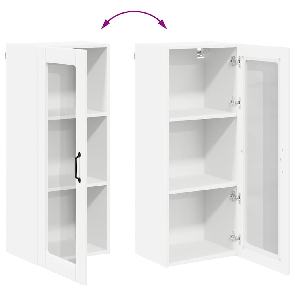 Wall Mounted Glass Cabinet LUCCA White 40 X 31 X 100 Cm Particleboard