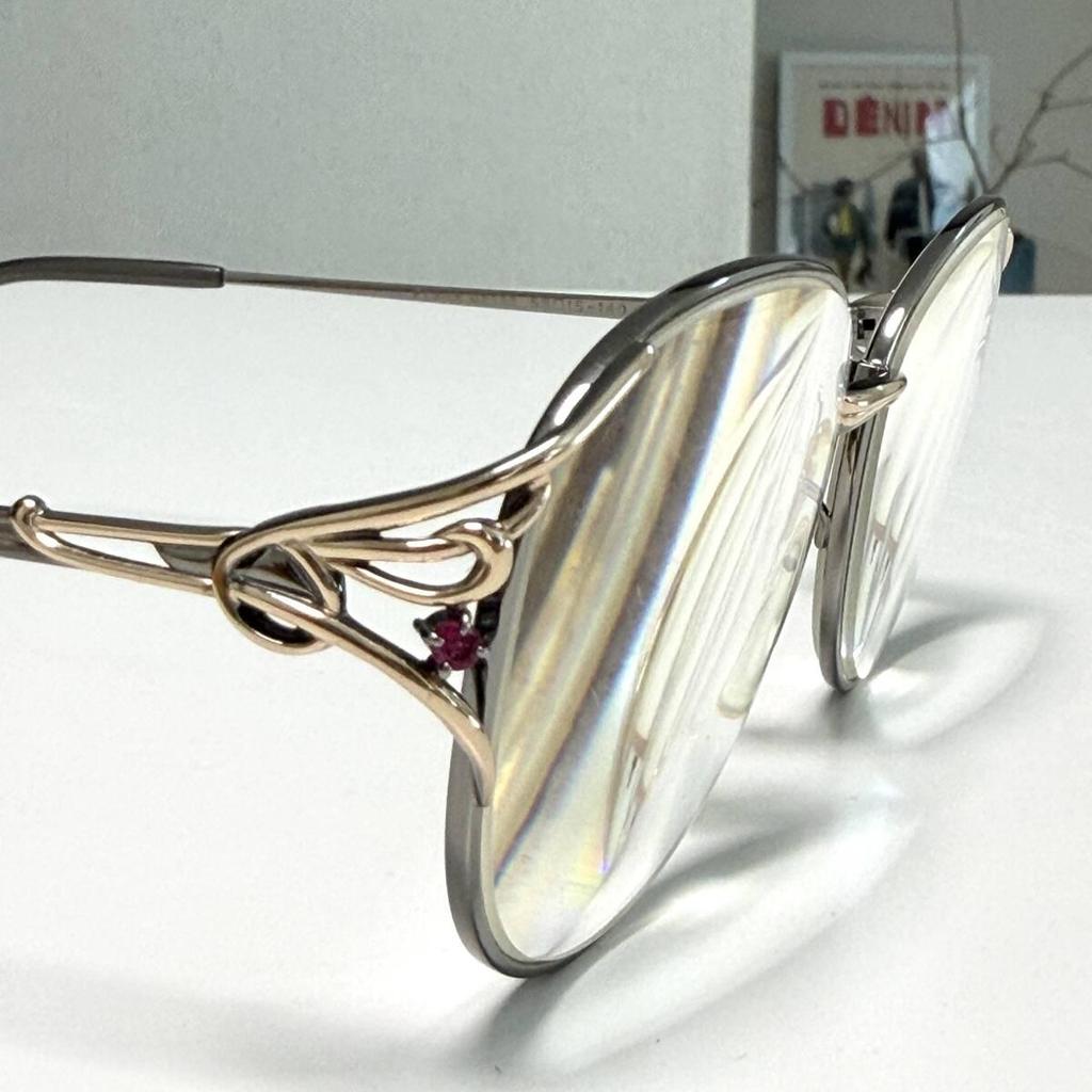 Used SEIKO AMENITY Seiko Eyeglasses Frame Glasses SA-3224 BG 5615-140 Grayish Natural Stone Jewel Glasses Ladies Vintage