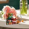 2D Flat Heart-Shaped Acrylic Christmas Desktop Decoration, Santa Claus & Reindeer Design, Snowy Tree & Presents, Suitable for wall decoration, porch,