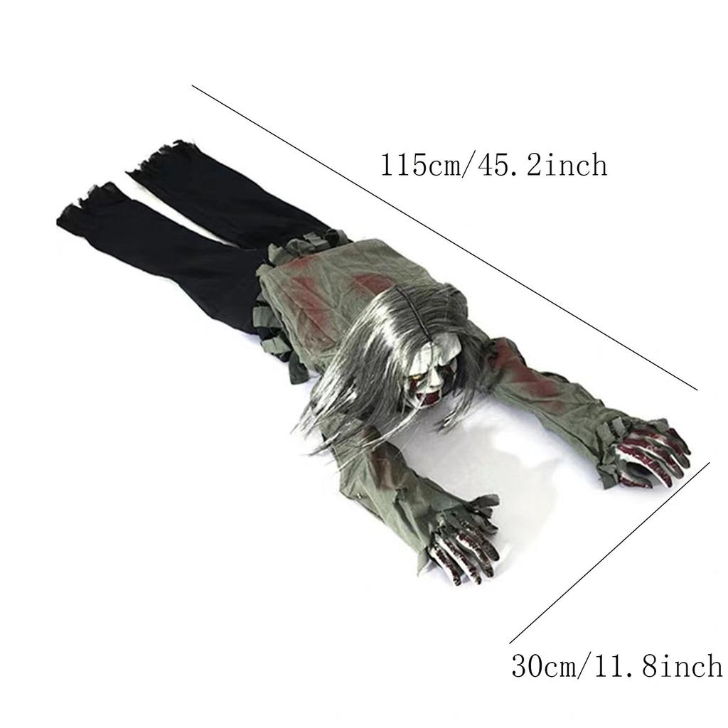 Halloween Electric Crawling Zombie Decoration — Sound-activated Design Featuring Glowing Eyes a Moving Torso and Terrifying Sound Effects
