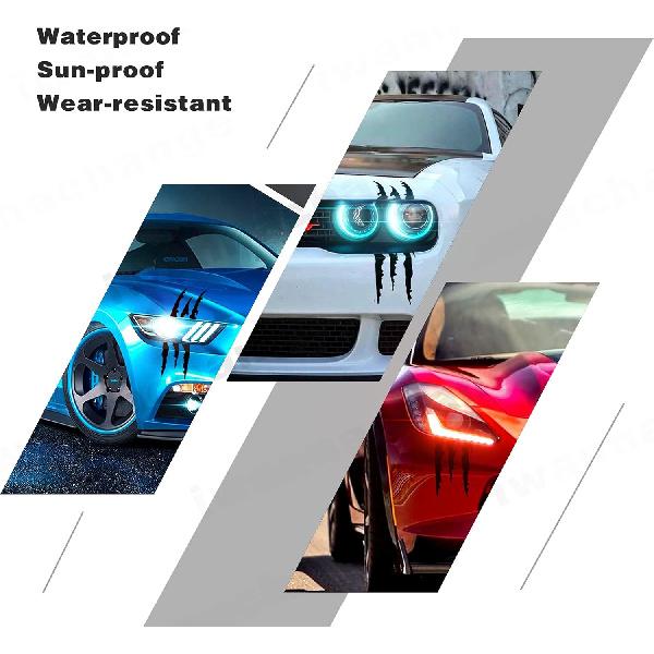 2Pcs Monster Claw Marks Headlight Car Sticker Stripes Scratch Decal Vinyl For Sports Cars SUV Pickup Truck Window Motorcycles Ect(Black)