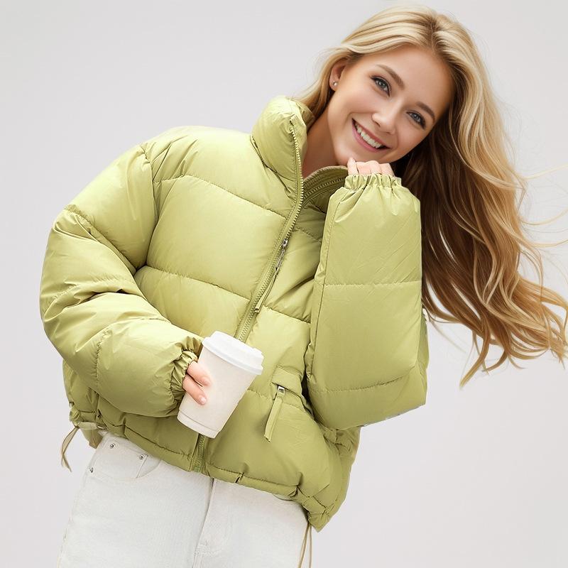 Women's Winter Jacket New Female Pure Color Stand Collar Thicken Parkas Coat Women's Casual Short Cotton Jacket Women's Clothing
