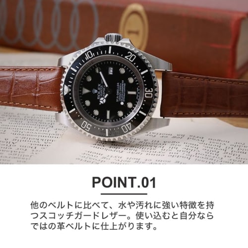 MODO COURO SCOTCHGARD: Pulseira de couro forte e repelente à água, substituição de pulseira de relógio, 14mm, padrão crocodilo em relevo, disponível em azul marinho e rosa go