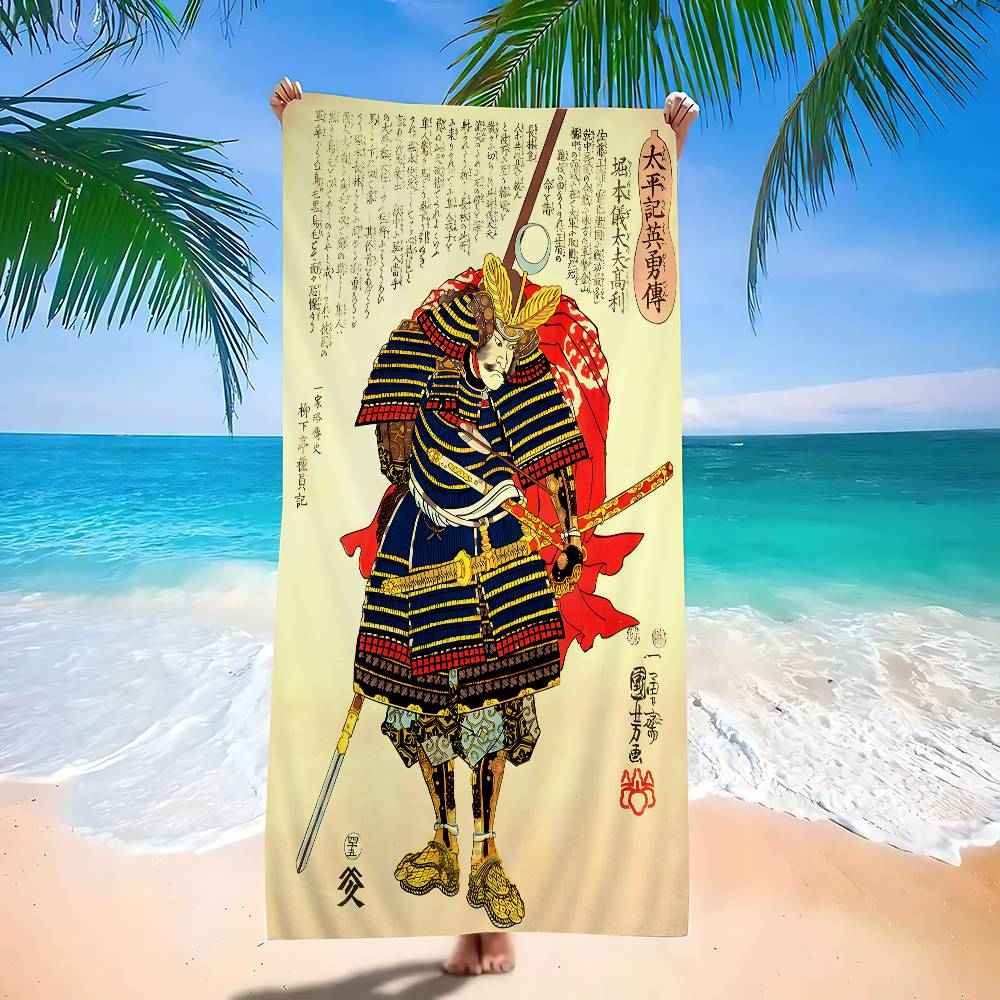 Vintage Japonia Sztuka Ukiyo-e Koc z Mikrofibry Szybkoschnące Ręczniki Plażowe Nadwymiarowy Druk Super Chłonny Koc Ręcznikowy Basenowy