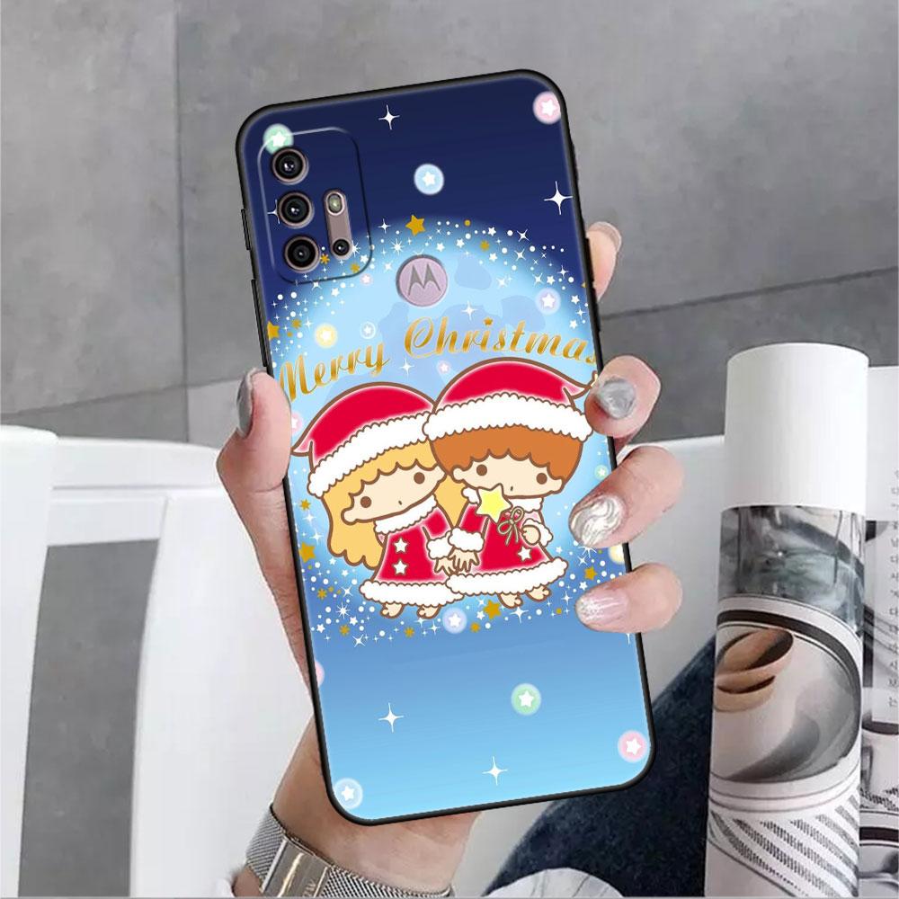 LittleTwinStars Roztomilé pouzdro pro Motorola G30 G60 Edge 20 G9 G22 G8 Power G31 G500 G50 30 Pro Černé Měkké Kryty na Telefon