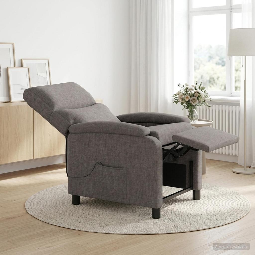Massage Relax Chair Taupe Fabric