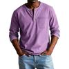 Men's Solid Color Distressed Button Collar Long Sleeve Tops Men's Casual Fashion Tops