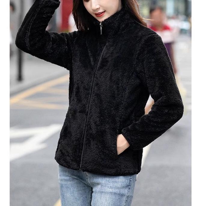 Coral fleece jacket women's double-sided fleece fleece jacket warm autumn and winter thickened sweater jacket liner top