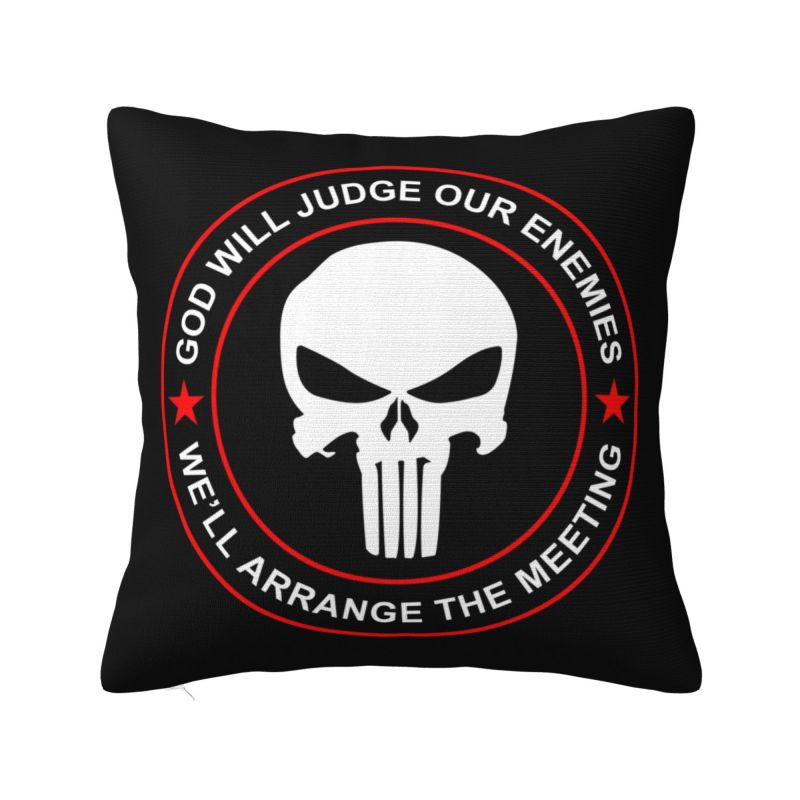 Custom Marvel Super Hero Punisher Skull Cushion Cover 40x40cm Comics Film Velvet Cute Throw Pillow Case for Sofa