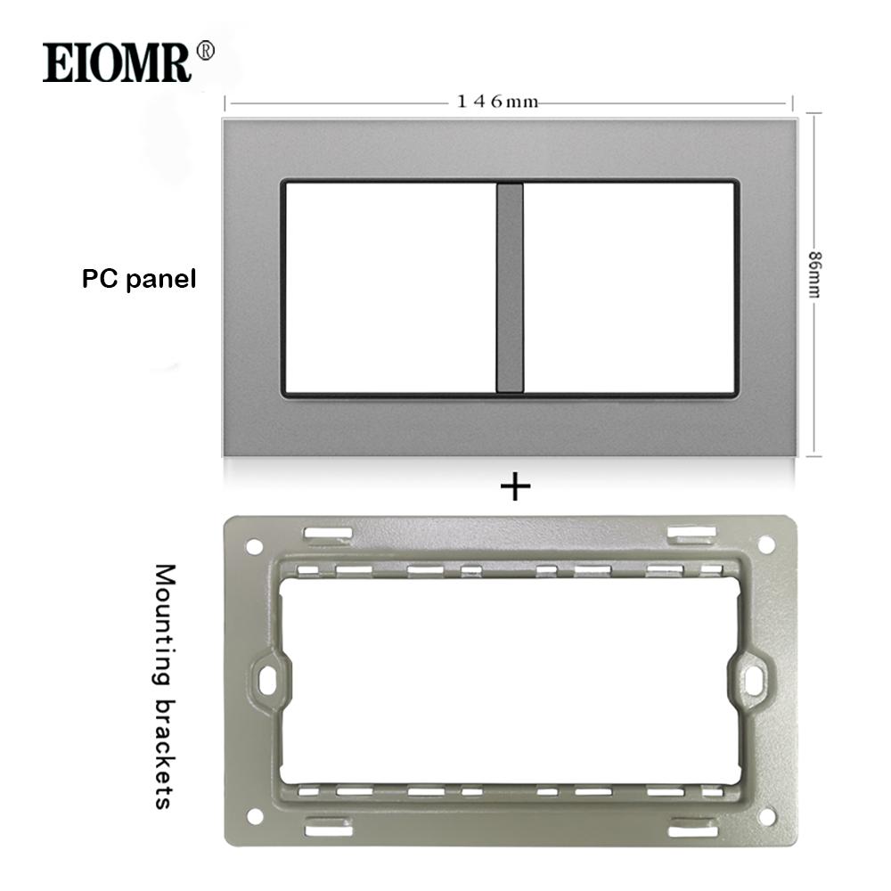 EIOMR A6 Series Grey Flame Retardant PC Panel Wall Switch EU Socket HDMI-compatible USB Type-C 2.1A Charger TV RJ45 Module DIY