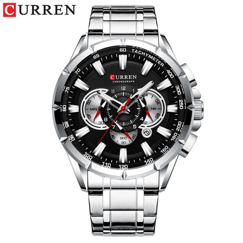 CURREN Men's Business Steel Belt Quartz Calendar Six-hand Chronograph Luminous Men's Watch