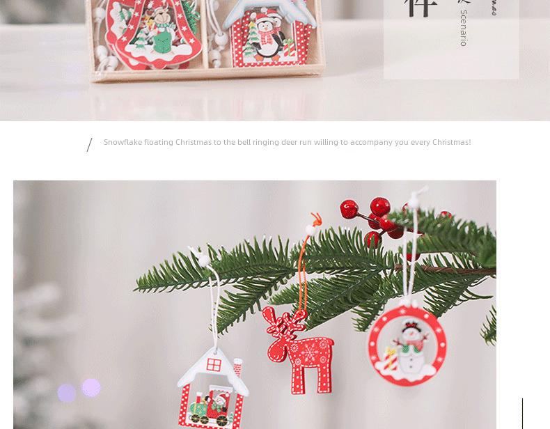 Creative Wooden Christmas Ornaments: Small Reindeer Tree Pendants with Exquisite Painted Box