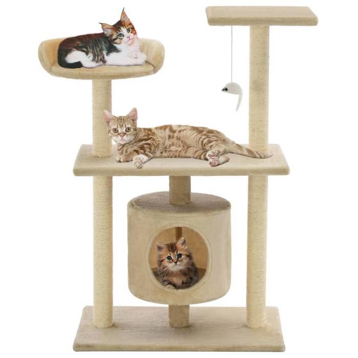 VidaXL Arbre à chat avec griffoirs en sisal 95 cm Beige 170514