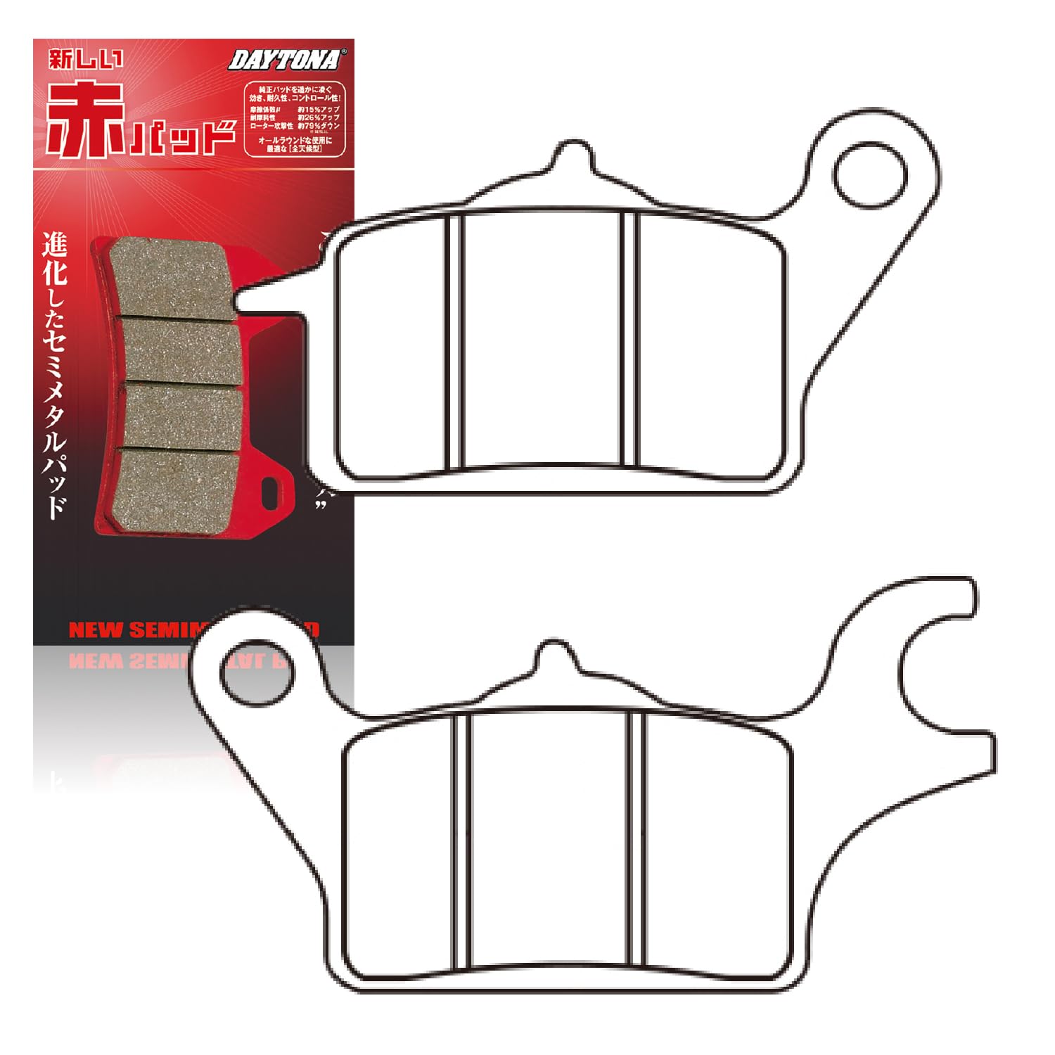 

Daytona Motorcycle Brake Pads, Red (Semi-Metallic) for Tricity 125/155/300, Address 125, etc., Front, 48662, Serial Number: 123