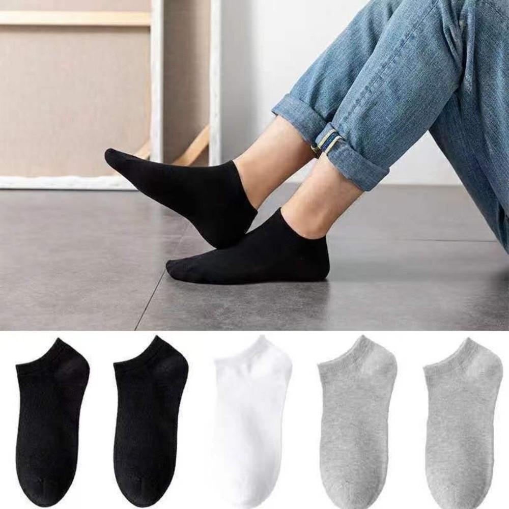 3Pairs Solid Color Invisible Socks Thin Men's Short Socks Boat Socks  Fitness Travel