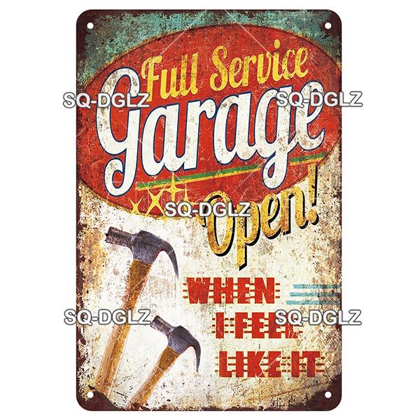 Retro Hot Rod Garage Metal Tin Sign Vintage Style Wall Door Decor for Man Cave Home Workshop