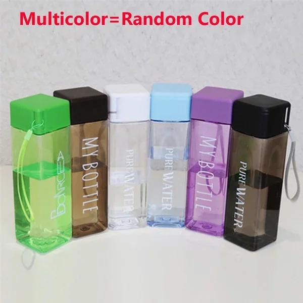 1 Pc 480ml Portable Square Plastic Water Cup Outdoor Drink Juice Water Bottles(Only Bottle)