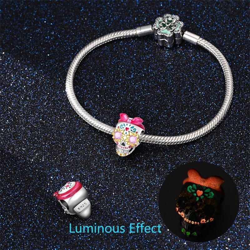 Copper Halloween Luminous Skull Little Elf Spider Bat Charms Beads Fit Qikaola Original Bracelets Diy Jewelry