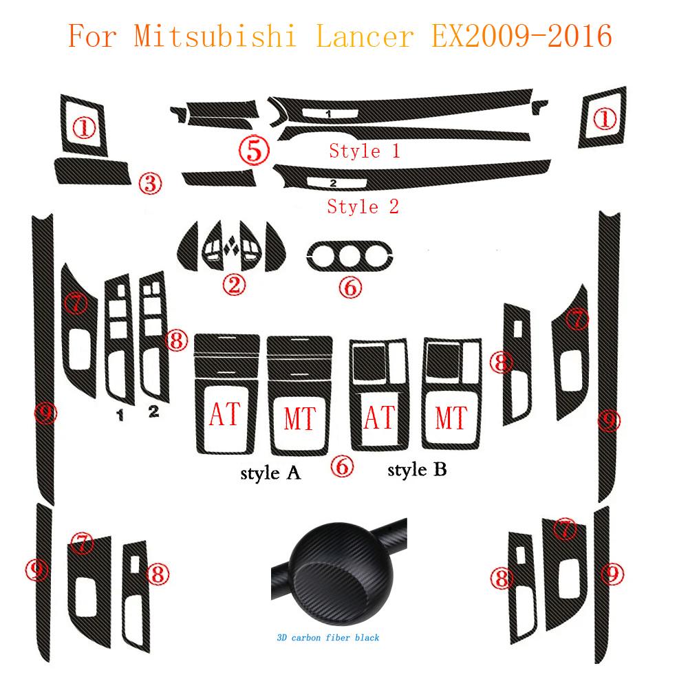 Für Mitsubishi Lancer EX 2009-2016 Innenraum Zentrales Bedienfeld Türgriff Kohlefaser Aufkleber Decals Autostyling Zubehör