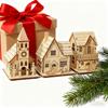 1/3PCS Festival Led Light Wood House Christmas Tree Decorations For Home Decoration Wooden House DIY Gift Window Decoration