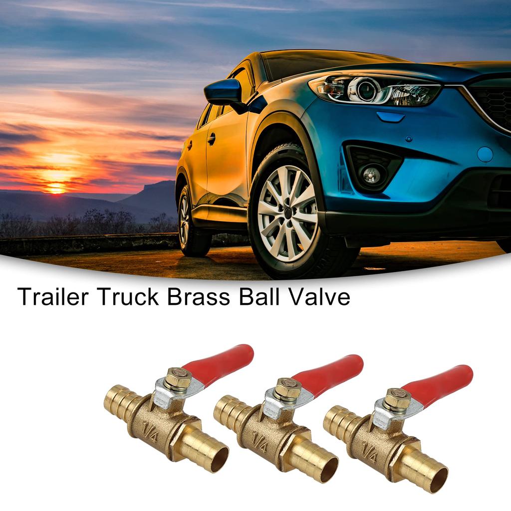 ACROPIX Trailer Truck Brass Ball Valve 10mm x 10mm Universal Gold Tone 3pcs