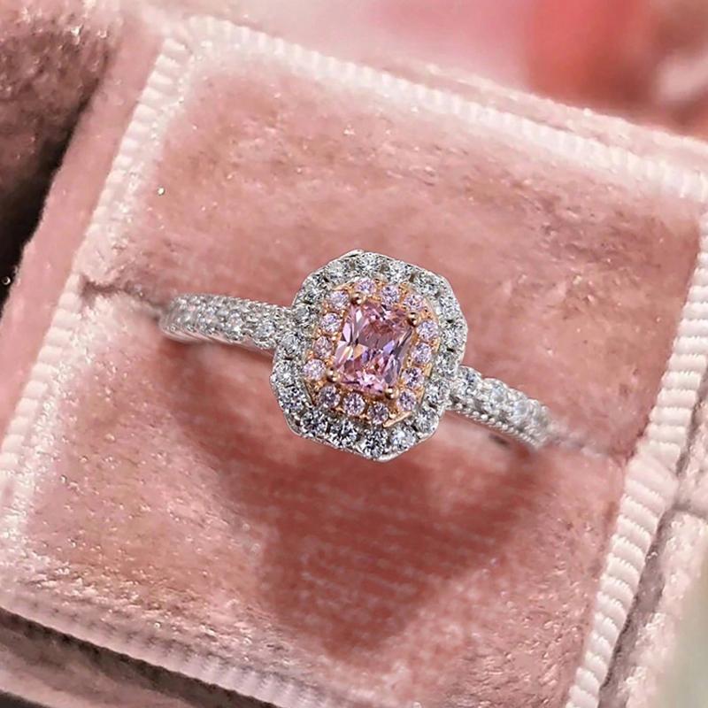 925 Silve Fashion Delicate Sweet Pink Zircon Ring For Women Anniversary Luxury Personalized High Quality Fine Jewelry