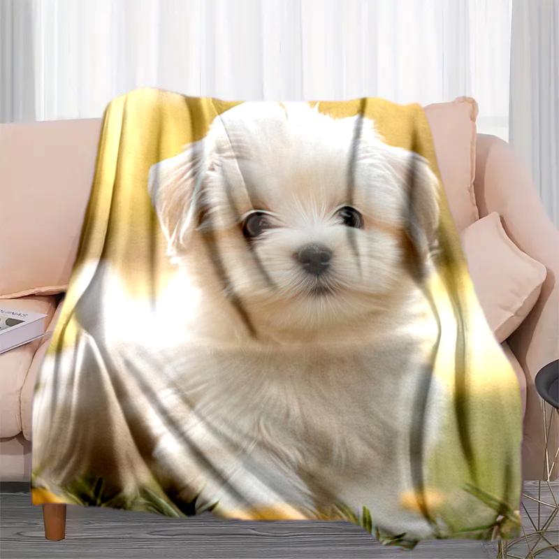 

1PC Dog cute printed blanket, all season lightweight home office outdoor nap multifunctional blanket A4 80cm x 120cm