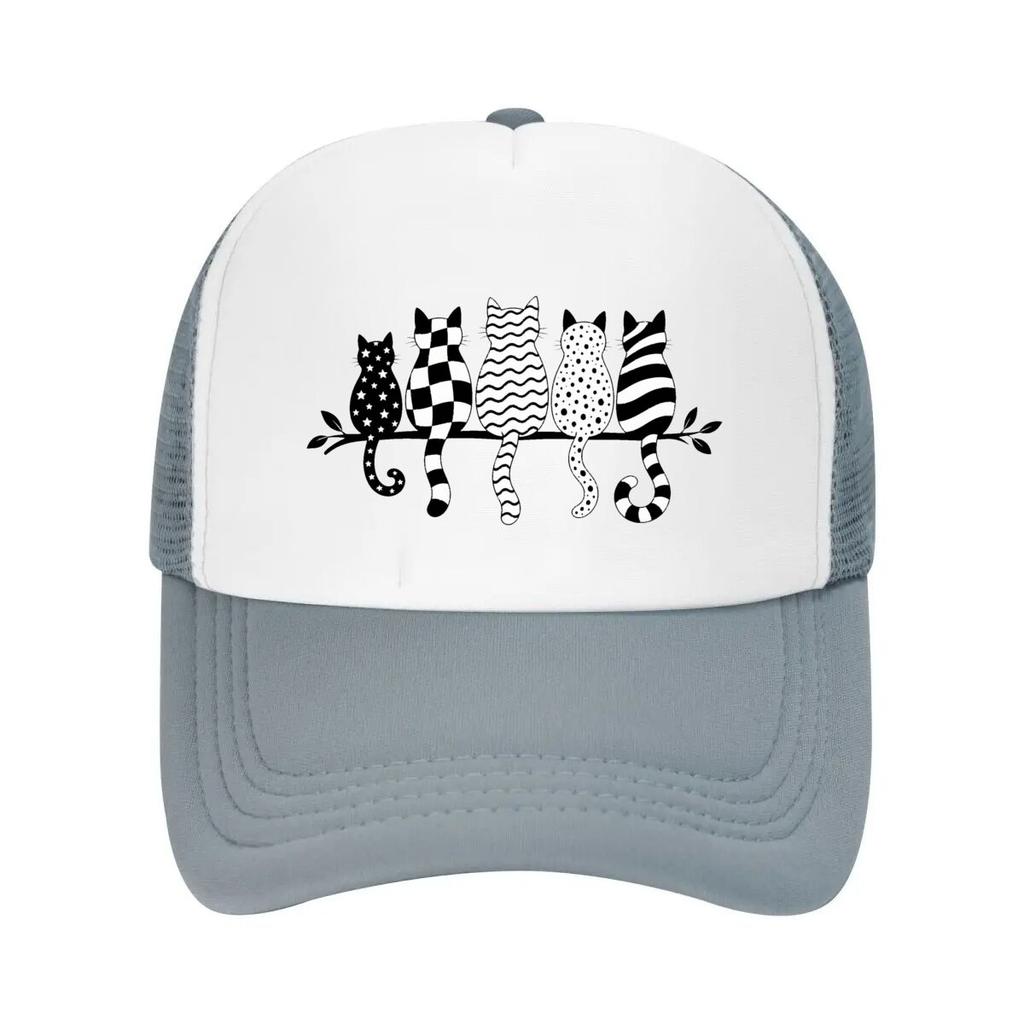Verspielte gemusterte Katzen Linienkunst Netz Baseballkappe Lässiger Hut Outdoor Für Damen Unisex FeUnisex