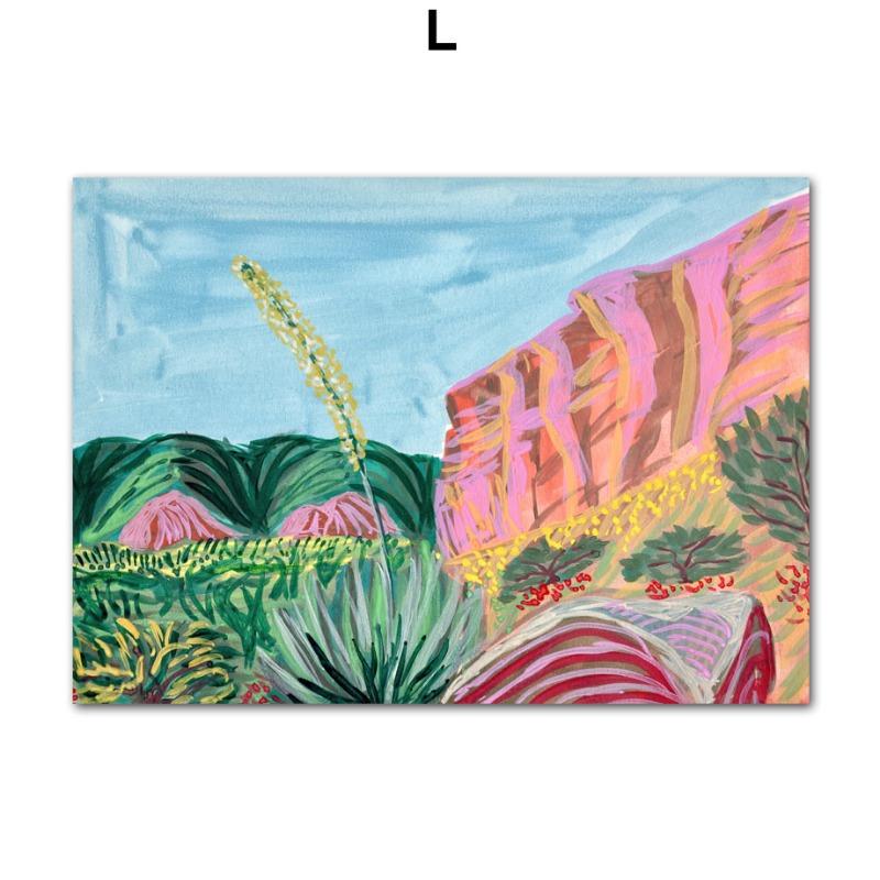 Retro Mountain Flowers Abstract Gallery Colorful Posters And Prints Wall Art Canvas Oil Painting Pictures For Living Room Decor