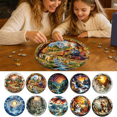 90-110Pcs Wooden Puzzle Educational Toy Natural Scenery Animal Jigsaw Puzzle Family Night Puzzle