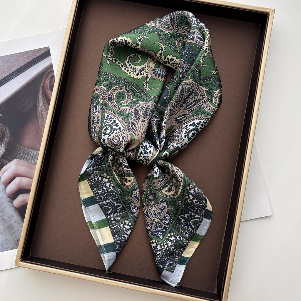 Women Square Scarf Silk Feeling Neckerchief Bandana Lady Spring Shawl Scarves Wrap Head Kerchief Hair Band Ties