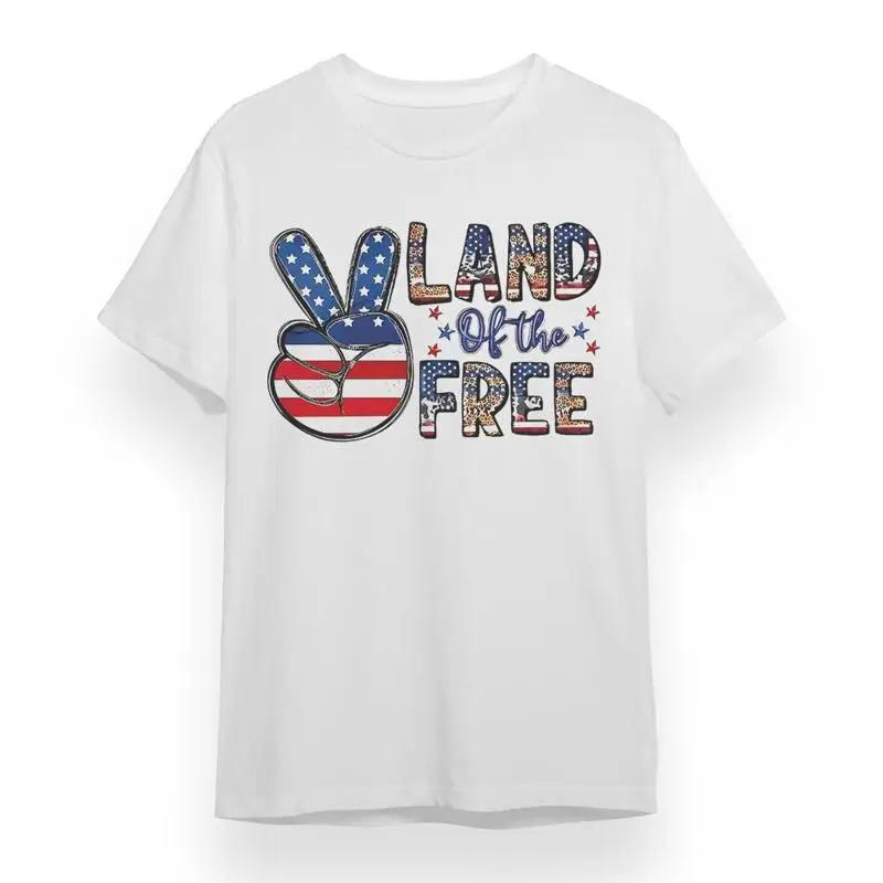 Men'S T Shirt With Land Of The Free White 100 Cotton