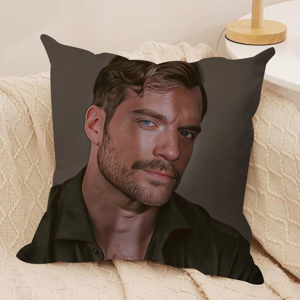 Super Star HHenry Cavill Cushion Cover Silky Short Plush Invisible Zipper Dustproof Sofa Pillow Case for Home Decor