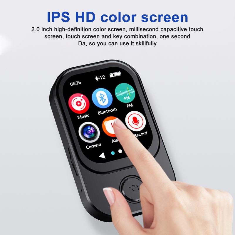MP3 Player Bluetooth 5.4 Touch Screen MP3 Walkman Hi-Fi Lossless Music Player Built-in Speaker Video FM Radio Recording Camera