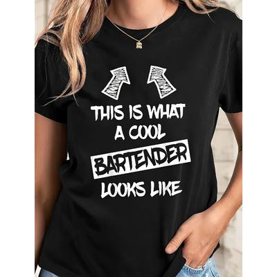 Casual Short-Sleeve Crew Neck T-Shirt with Graphic Print, Perfect for Summer And Spring, Designed for Women