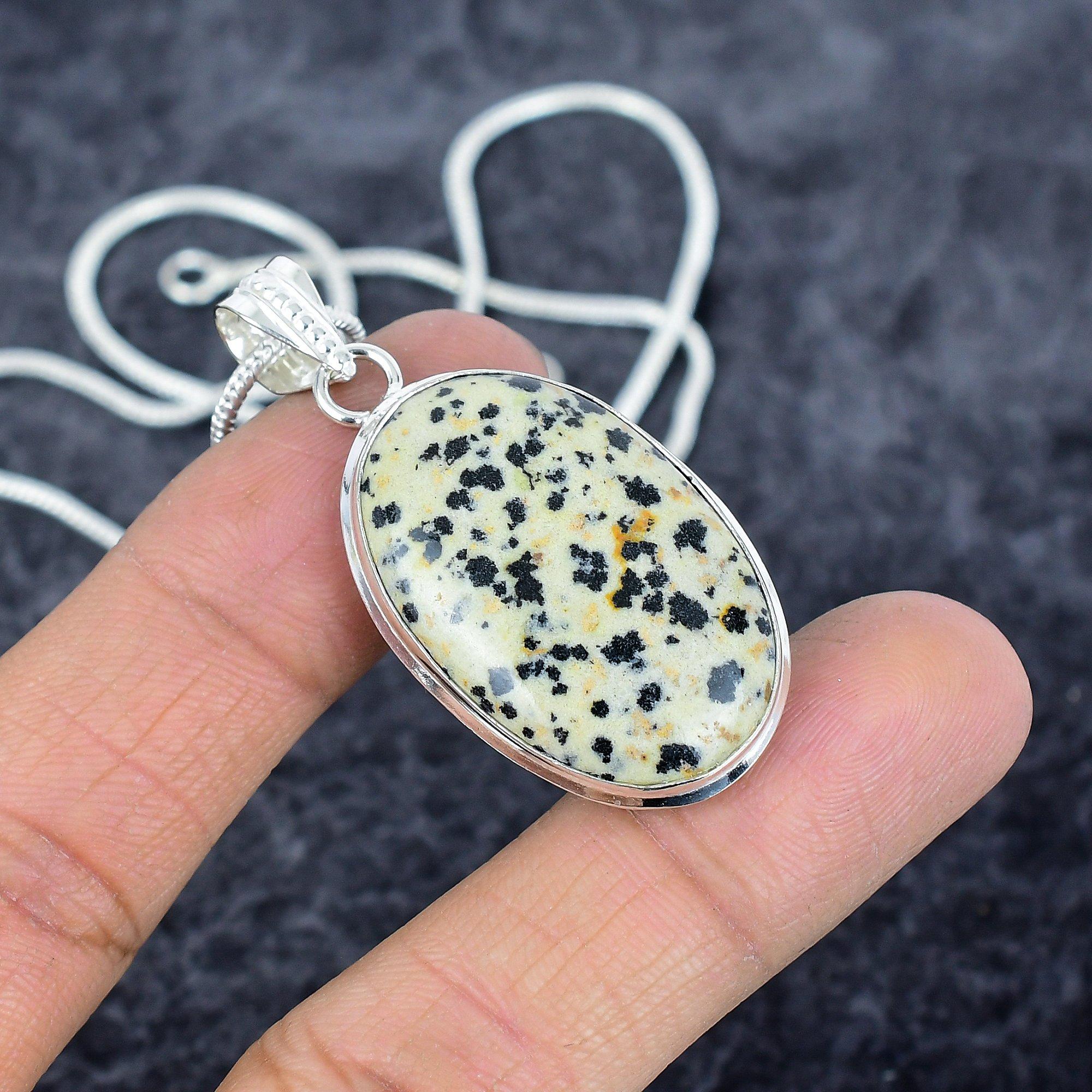 

Dalmation Jasper Gemstone 925 Sterling Silver Jewelry Pendant 1.97 M-2841