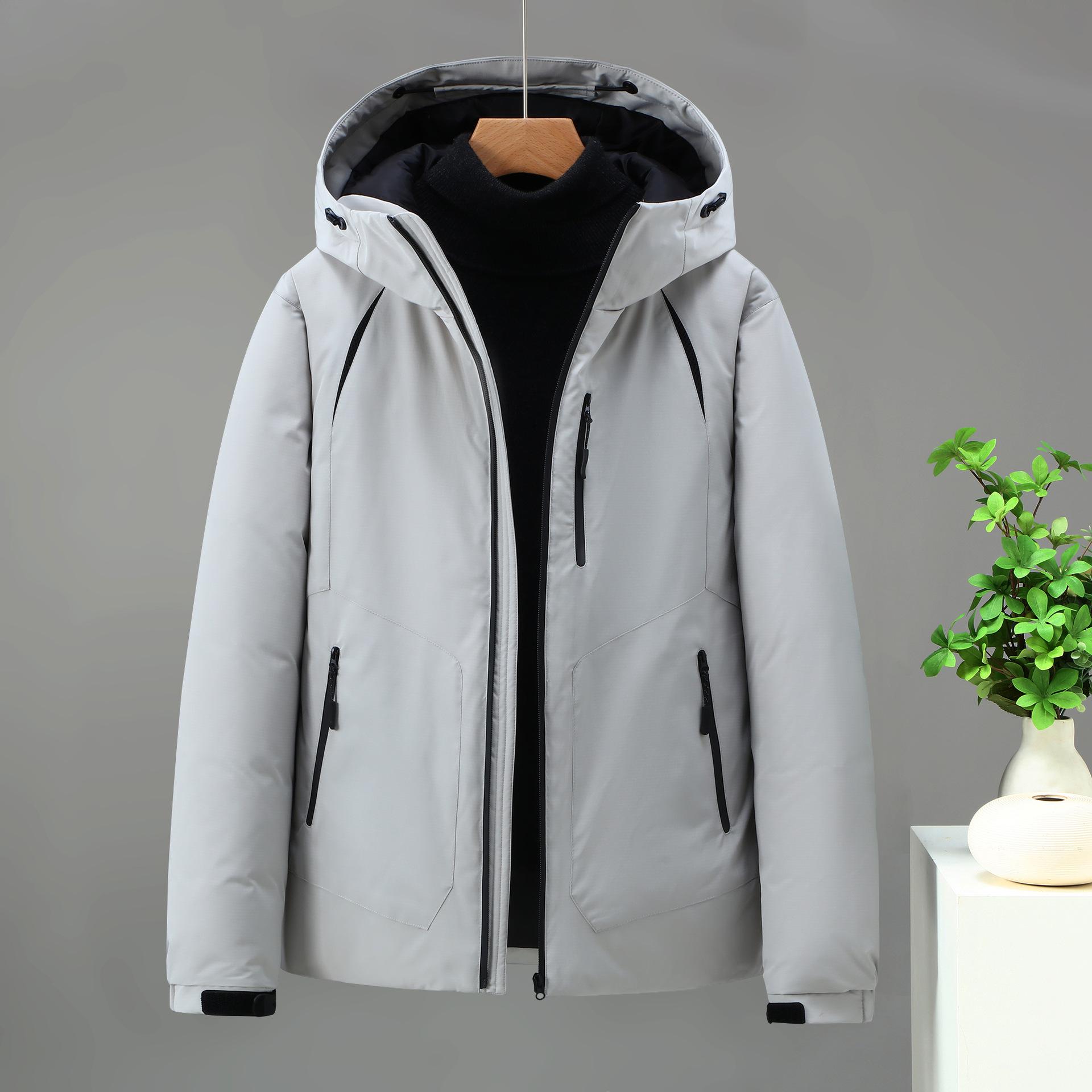 

Men s Hooded Cold Resistant Winter Jacket Thickened Warm Lightweight Casual Loose Comfortable Cotton Jacket Punching Jacket L серый