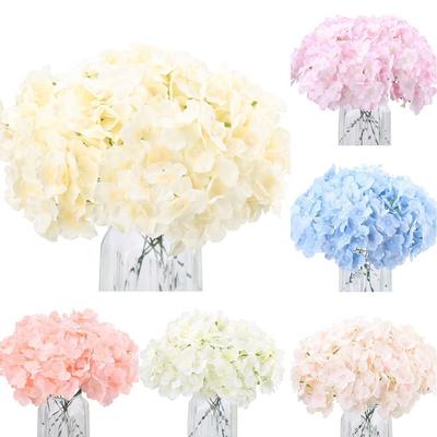 10 Stück 16 cm künstlicher Hortensienblütenkopf mit Stange DIY Hochzeit Bogen Hintergrund Wand dekorative Blumen Hausgarten Hotel Dekoration Fake Flores