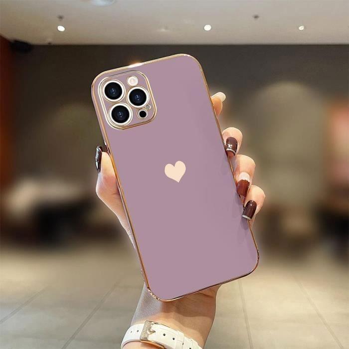 Coque de protection - BOOLING - pour iPhone 16 Plus - Violet Antichoc - Motif Cœur - 2 Verres Trempés Inclus