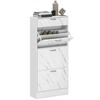 Marble Shoe Storage Cabinet with 3 Flip Drawers, Hallway Cabinet with Top Drawer and Adjustable Shelves, Shoe Cupboard for 18 Pairs, White