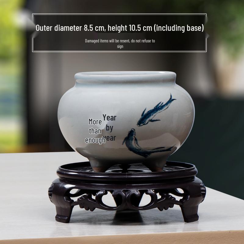 Blue & White Porcelain Flower Pot with Tray for Asparagus Fern, Money Tree, Orchid, Succulents & Bonsai